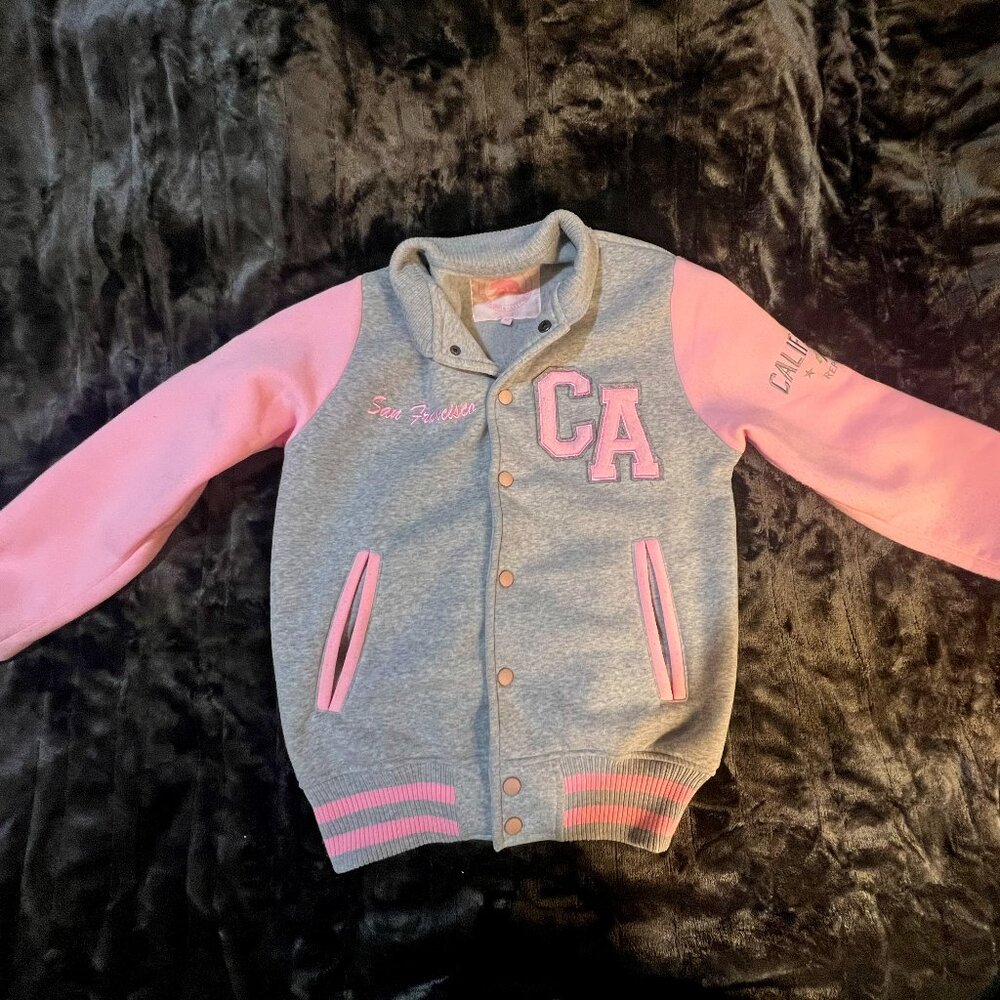 Pink and Gray San Francisco, CA letterman Jacket Style Sweater